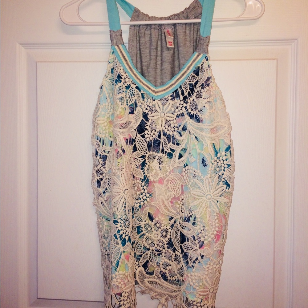 Cute Cream/Turquoise Tank Top